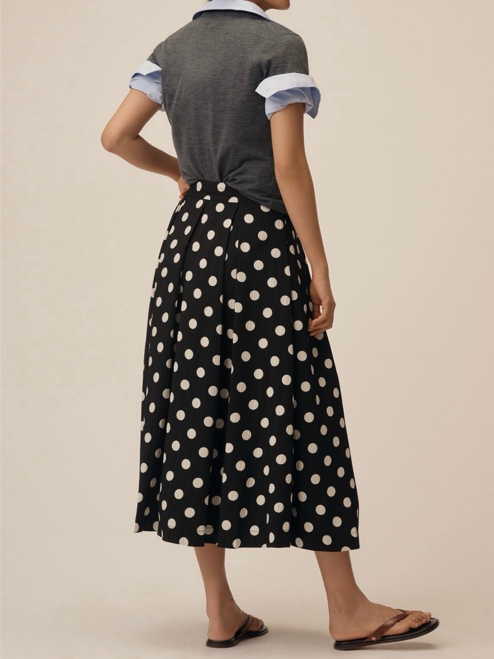 English Factory Black Skirt with White Polka Dots